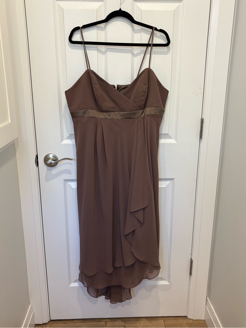 Alfred Angelo Spaghetti Strap Brown Chiffon Dress #1297